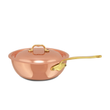 Mauviel 1830 M'Heritage M'150 B Copper Chef Pan With Lid and Brass Handle