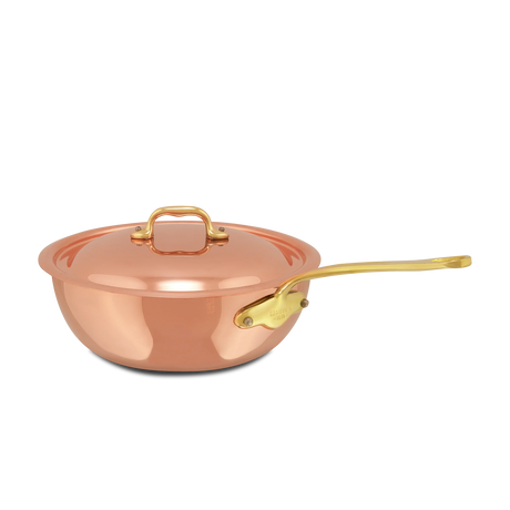 Mauviel 1830 M'Heritage M'150 B Copper Chef Pan With Lid and Brass Handle