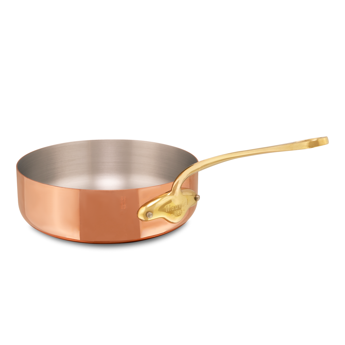 Mauviel 1830 M'Heritage M'150 B Copper Saute Pan With Lid, Brass Handle