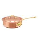 Mauviel 1830 M'Heritage M'150 B Copper Saute Pan With Lid, Brass Handle