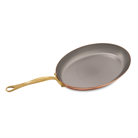 Mauviel 1830 M'Heritage M'150 B Copper Oval Frying Pan With Brass Handle