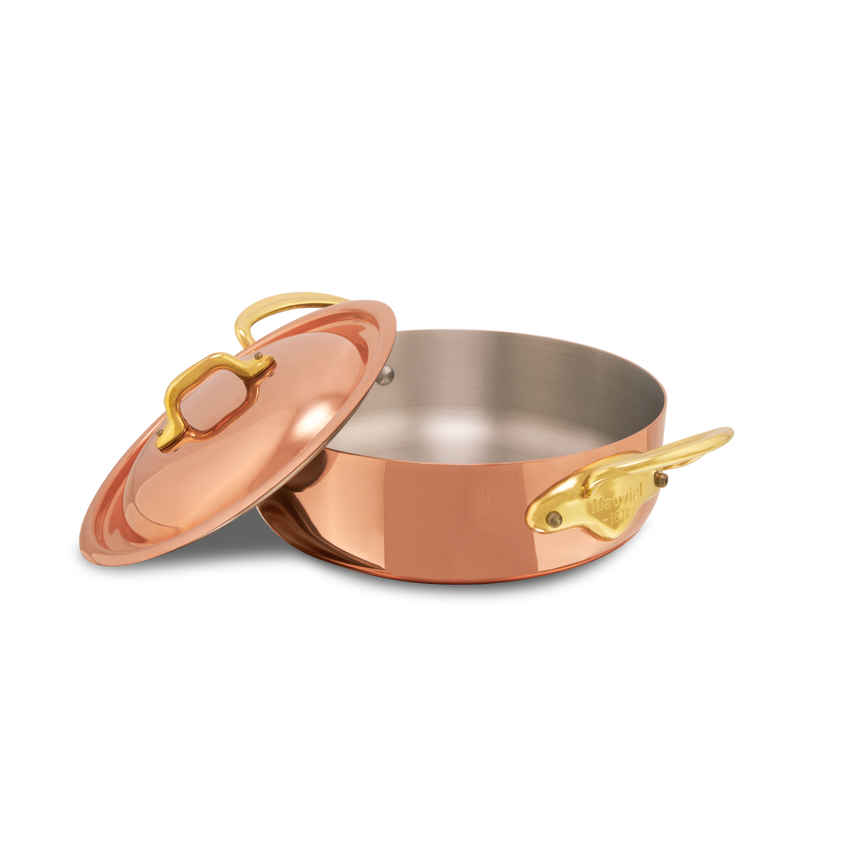 Mauviel 1830 M'Heritage M'150 B Copper Rondeau With Lid and Brass Handles