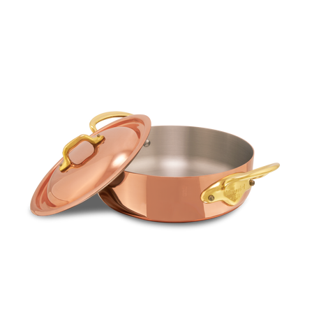 Mauviel 1830 M'Heritage M'150 B Copper Rondeau With Lid and Brass Handles