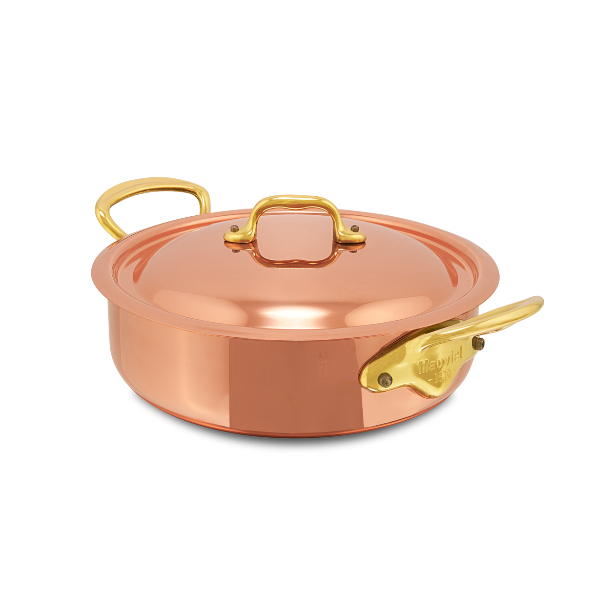 Mauviel 1830 M'Heritage M'150 B Copper Rondeau With Lid and Brass Handles