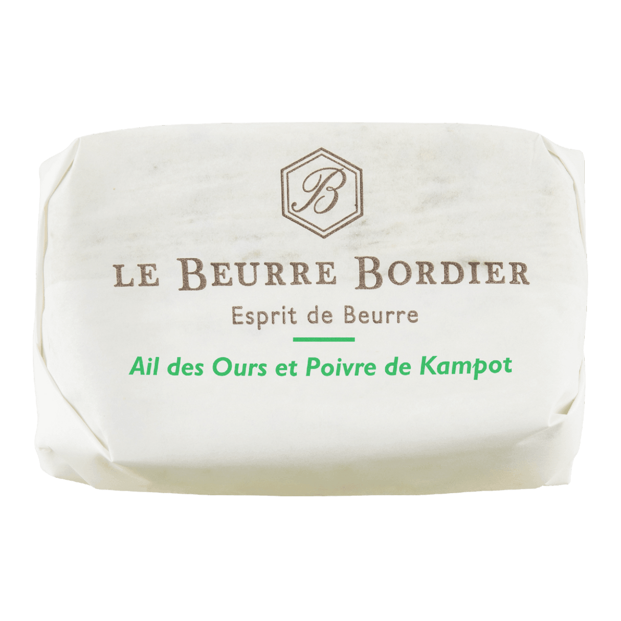 Churned Wild Garlic & Kampot Pepper Butter by Bordier (4.4 oz) | Hand-made, Grass Fed | Imported from France