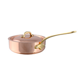 Mauviel 1830 M'Heritage M'150 B Copper Saute Pan With Lid, Brass Handle