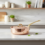 Mauviel 1830 M'Heritage M'150 B Copper Saute Pan With Lid, Brass Handle