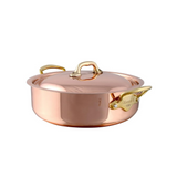 Mauviel 1830 M'Heritage M'150 B Copper Rondeau With Lid and Brass Handles