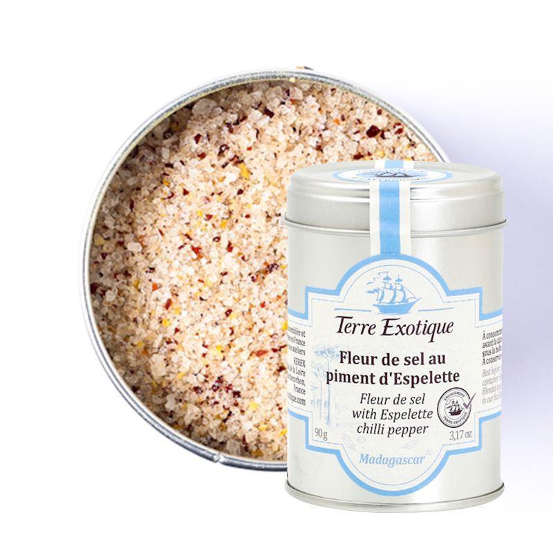 Fleur De Sel With Espelette Chilli Pepper by Terre Exotique (3.2 oz) | Additive-Free | From Madagascar