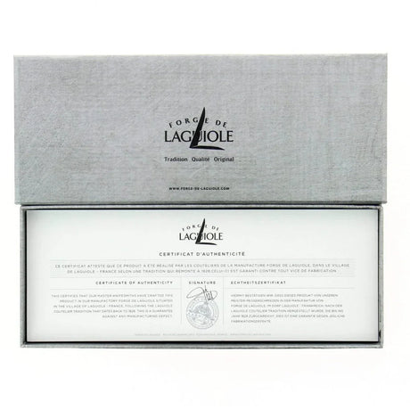 Forge de Laguiole gift box with certificate of authenticity, premium French corkscrew packaging