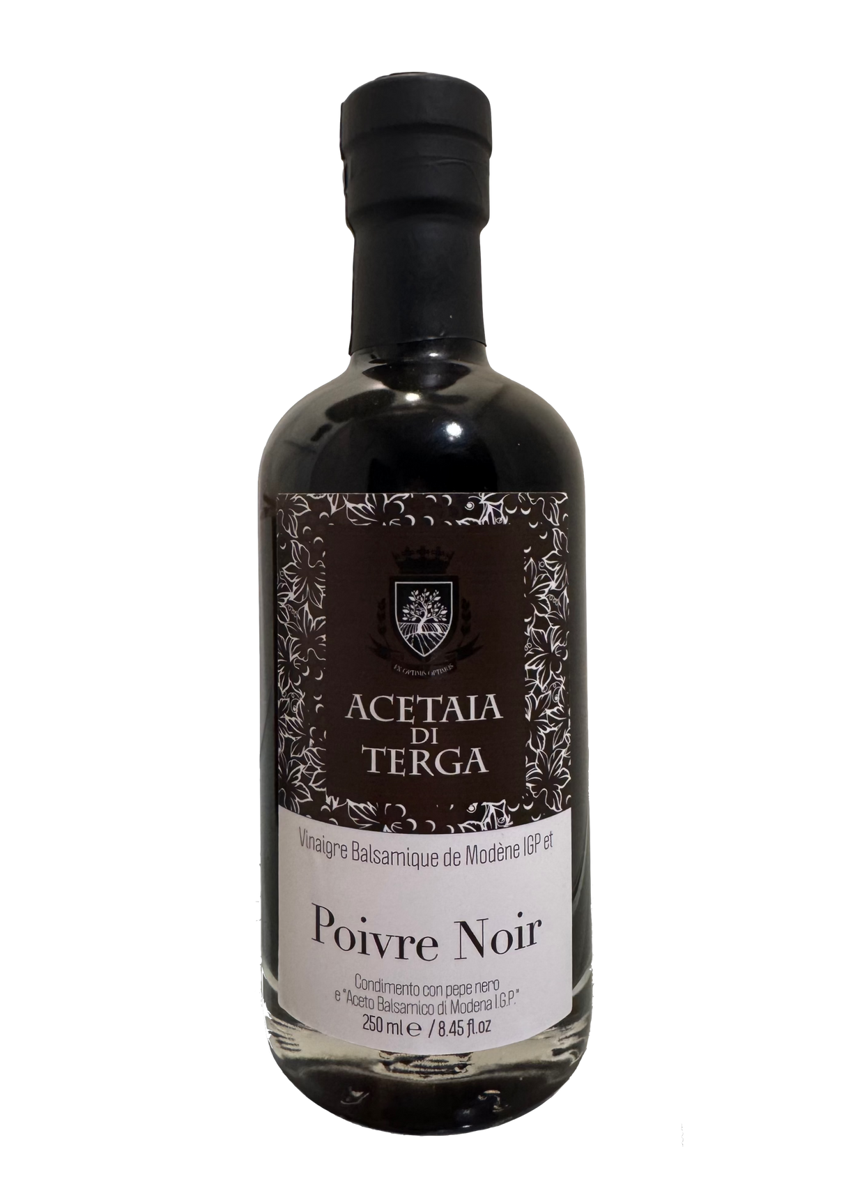 PGI Balsamic Vinegar and Black Pepper by Terga (8.45 fl oz) | Imported from Modena, Italy