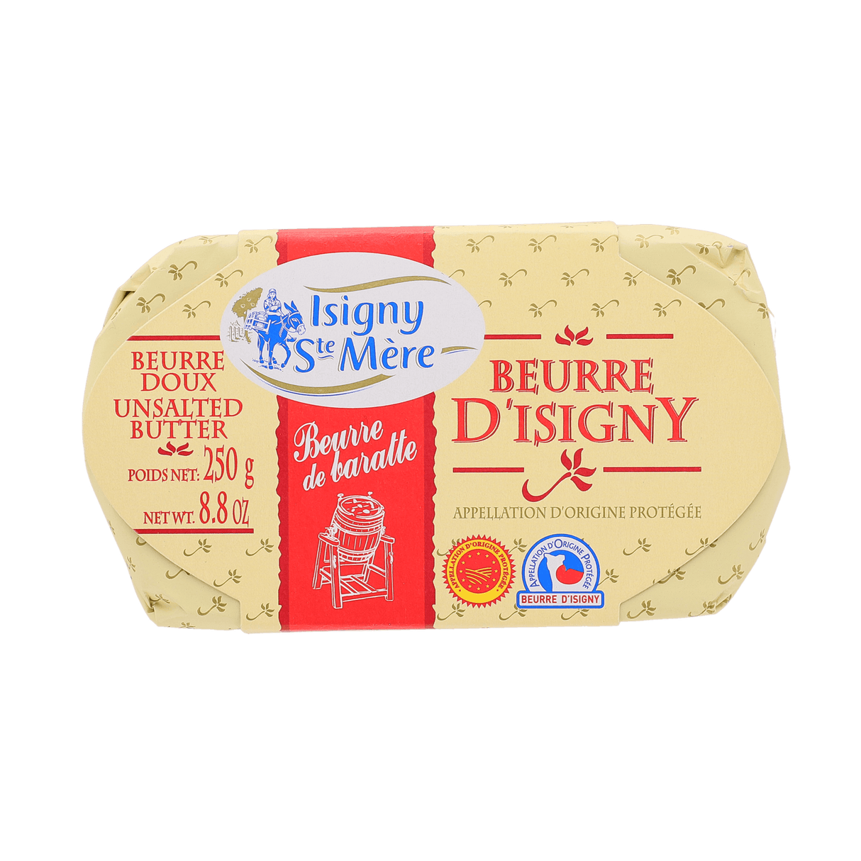Unsalted Churned Isigny Butter by Isigny Ste-Mere (8.8 oz) | Additive-Free | Imported from France - The French Pantry