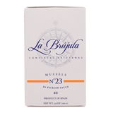 La Brújula Mussels No.23 in pickled sauce, Spanish gourmet seafood tin, 3.9 oz box