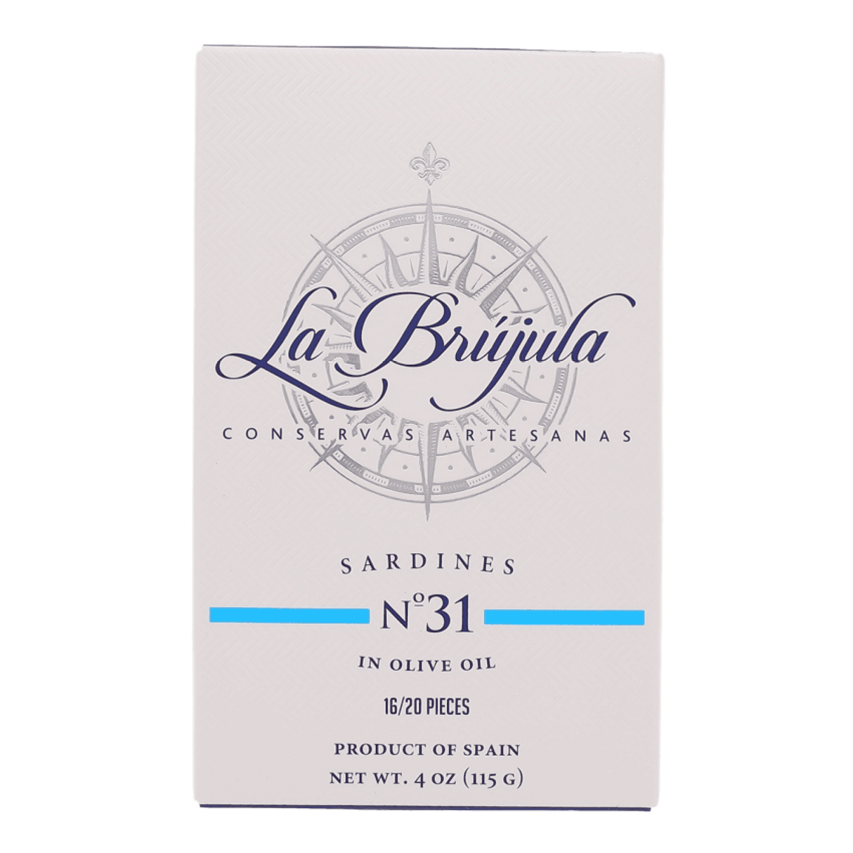 La Brújula N31 Spanish small sardines in olive oil, 115g, artisan packaging, premium import