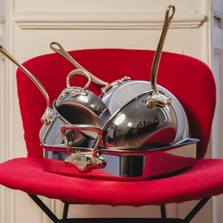 Mauviel 1830 M'COOK B 5-Ply Round Gratin Pan With Brass Handles
