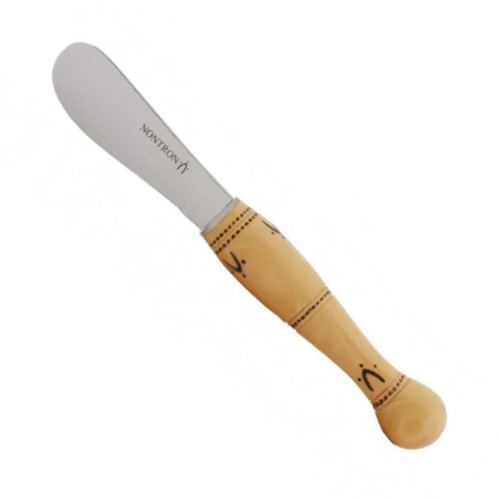 Nontron butter knife with engraved wood handle and stainless blade, French Pantry kitchenware