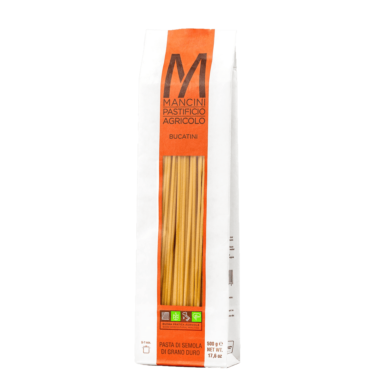 Bucatini Pasta by Mancini Pastificio Agricolo (17.6 oz) | Semolina and water only | Imported from Italy