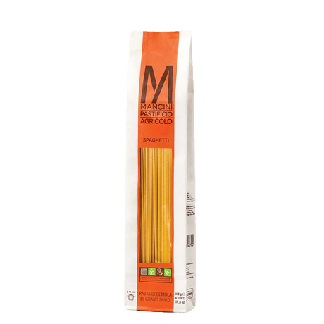 Mancini Spaghetti Pasta, artisan-made, durum wheat, premium quality, 500g