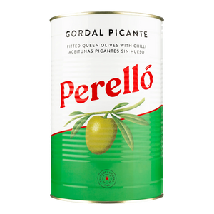 Green Gordal Pitted Olives With Hot Chili (5.3 oz) by Perelló | Imported from Spain