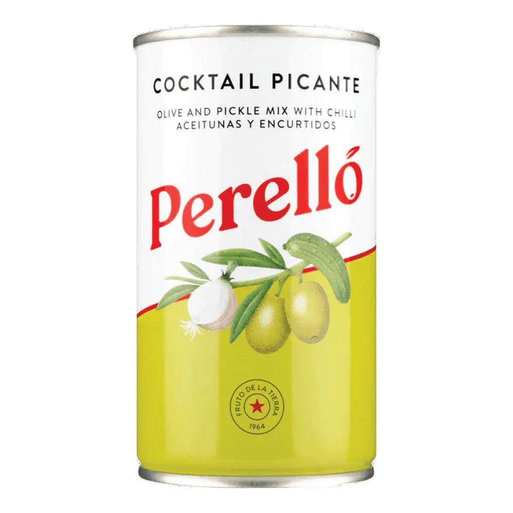 Cocktail Green & Black Olives and Pickles Mix With Hot Chili (5.3 oz) by Perelló | Imported from Spain - The French Pantry