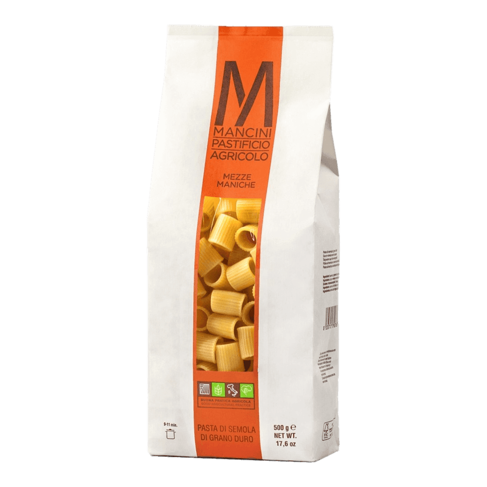 Mezze Maniche Pasta by Mancini Pastificio Agricolo (17.6 oz) | Semolina and water only | Imported from Italy