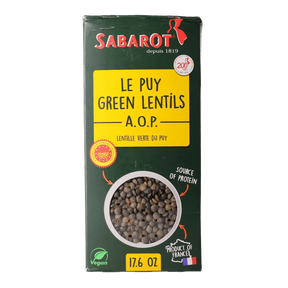 Sabarot Le Puy Green Lentils A.O.P. - French, vegan, protein-rich, 17.6 oz, protected origin