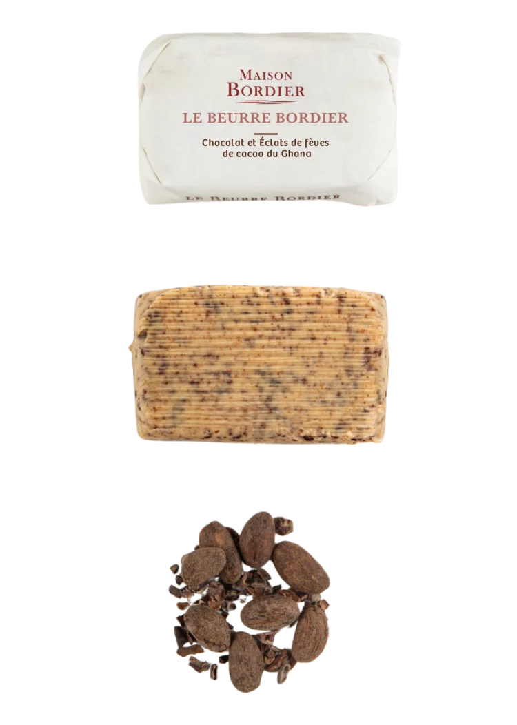 Churned Seasonal Chocolate and Cacao Nib Butter by Bordier (4.4 oz) | Hand-made, Grass Fed | Imported from France
