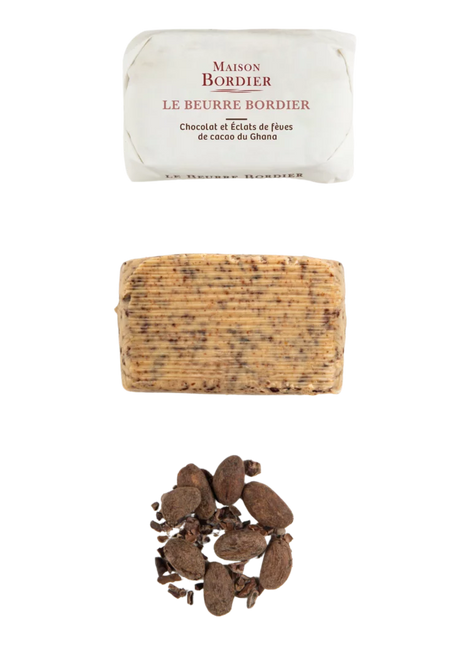 Churned Seasonal Chocolate and Cacao Nib Butter by Bordier (4.4 oz) | Hand-made, Grass Fed | Imported from France
