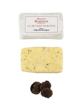 Maison Bordier truffle butter with visible black truffles, premium French gourmet product