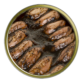 Gourmet stuffed squid in ink sauce in a tin, premium French delicacy from The French Pantry
