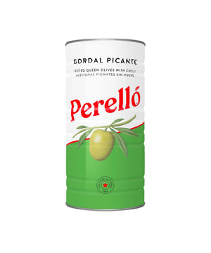 Green Gordal Pitted Olives With Hot Chili (5.3 oz) by Perelló | Imported from Spain