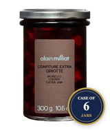 A 300g jar of Alain Milliat Griotte Morello Cherry Extra Jam, sold as a case of 6 jars.