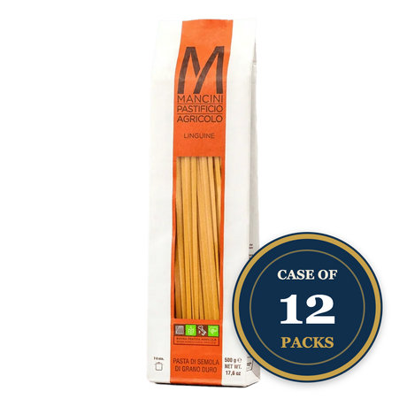Mancini Linguine pasta, artisan-made durum wheat, case of 12 packs, premium Italian pasta