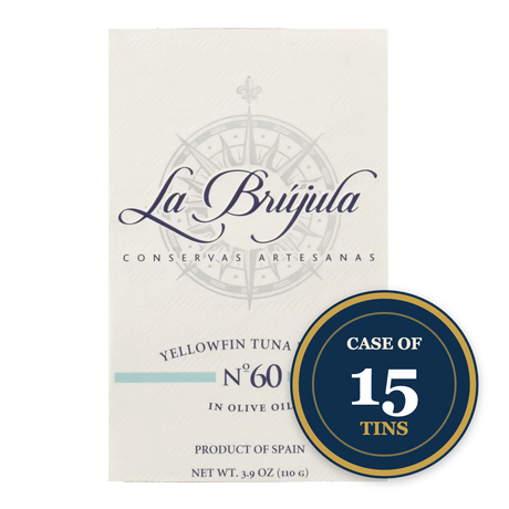 La Brújula Yellowfin Tuna in Olive Oil, Case of 15 Tins, Product of Spain