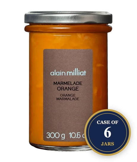 A 300g jar of Alain Milliat Orange Marmelade, part of a case of 6 jars.