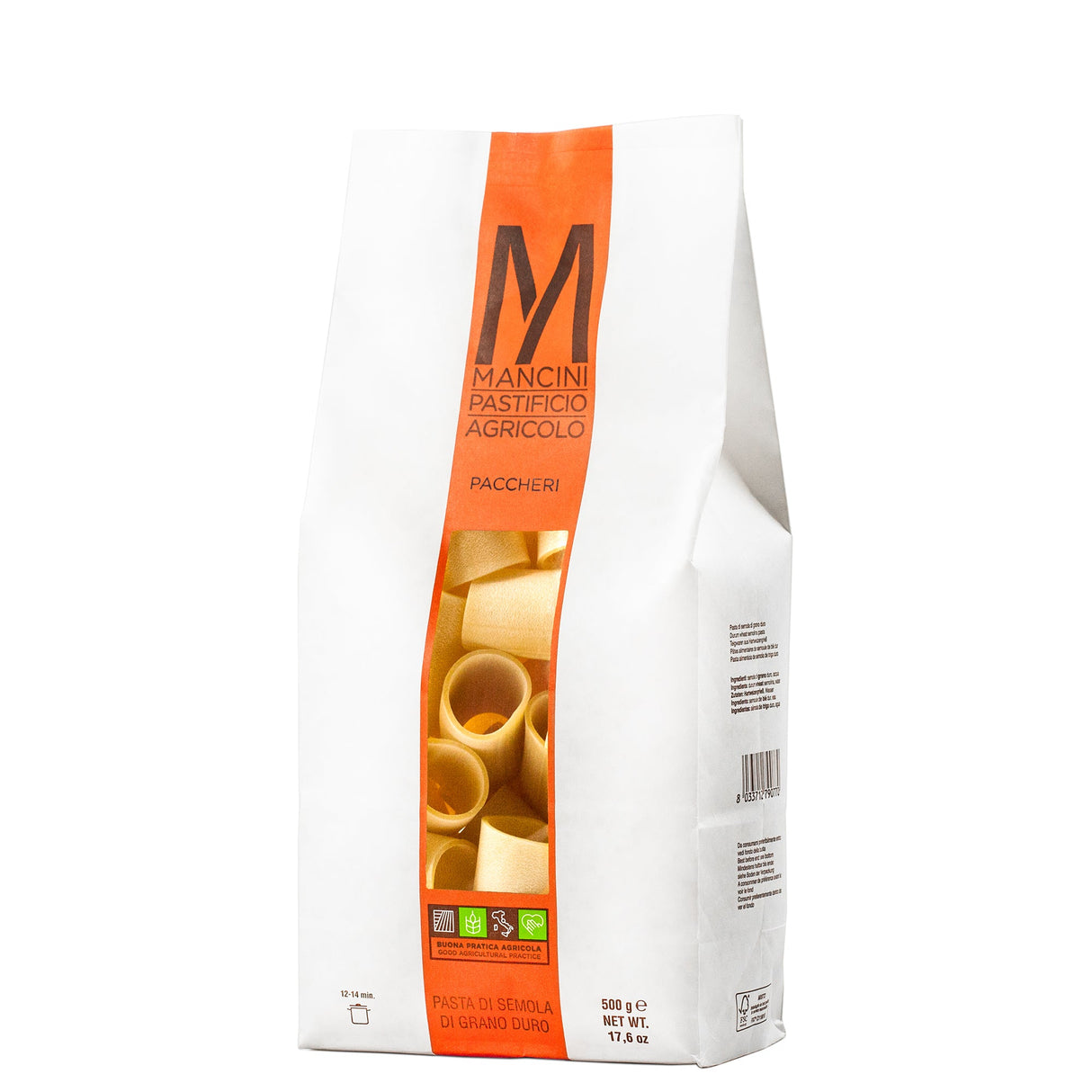 Premium Paccheri pasta, artisan-made, bronze-die, durum wheat, all-natural