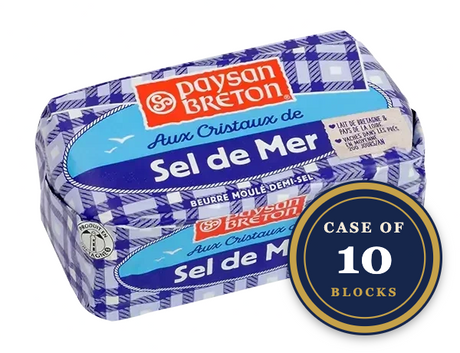 Case of 10 Paysan Breton salted butter blocks, 8.8 oz each, imported from France