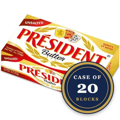 Case of 20 blocks of President Unsalted French Butter