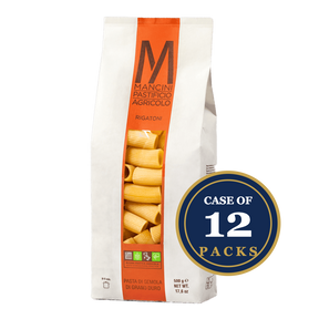 Mancini Rigatoni pasta, 500g, case of 12 packs, artisan-made, durum wheat, premium quality