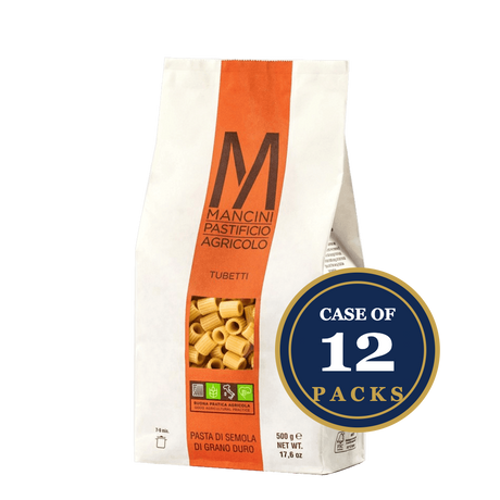 Mancini Tubetti pasta, durum wheat, artisan-made, case of 12 packs, 500g each